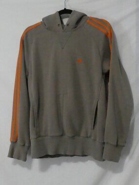 Vintage Y2K ADIDAS Pullover Hoodie Orange 3-Stripes Back Adidas Print - Large